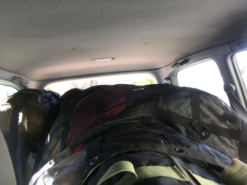 Strapped down, there is a small amount of rear vision.